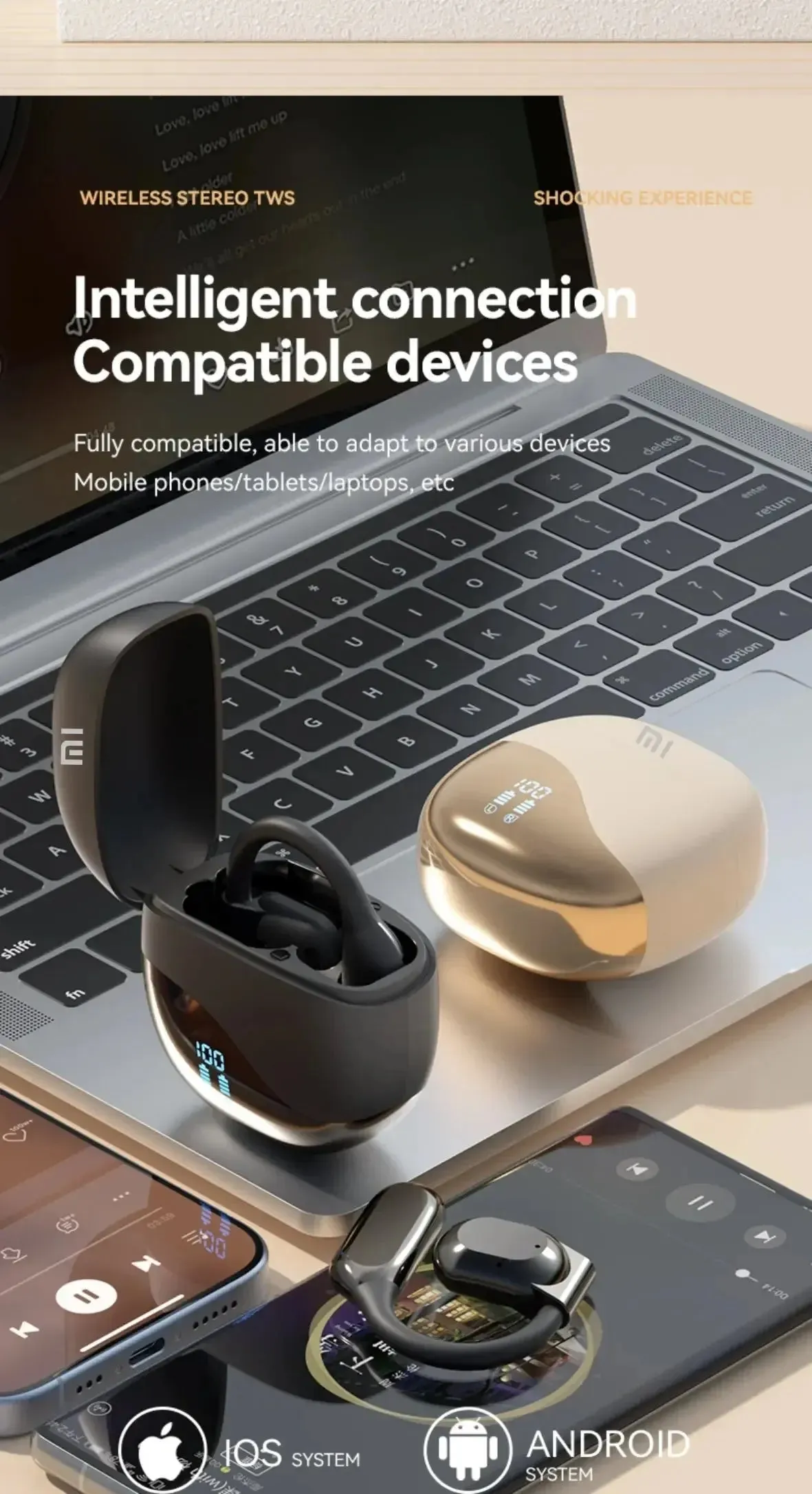 Xiaomi Wireless Earphones Earhook HIFI Bluetooth 5.3 Running Game Earphones Voice Call with Digital Display Microphone