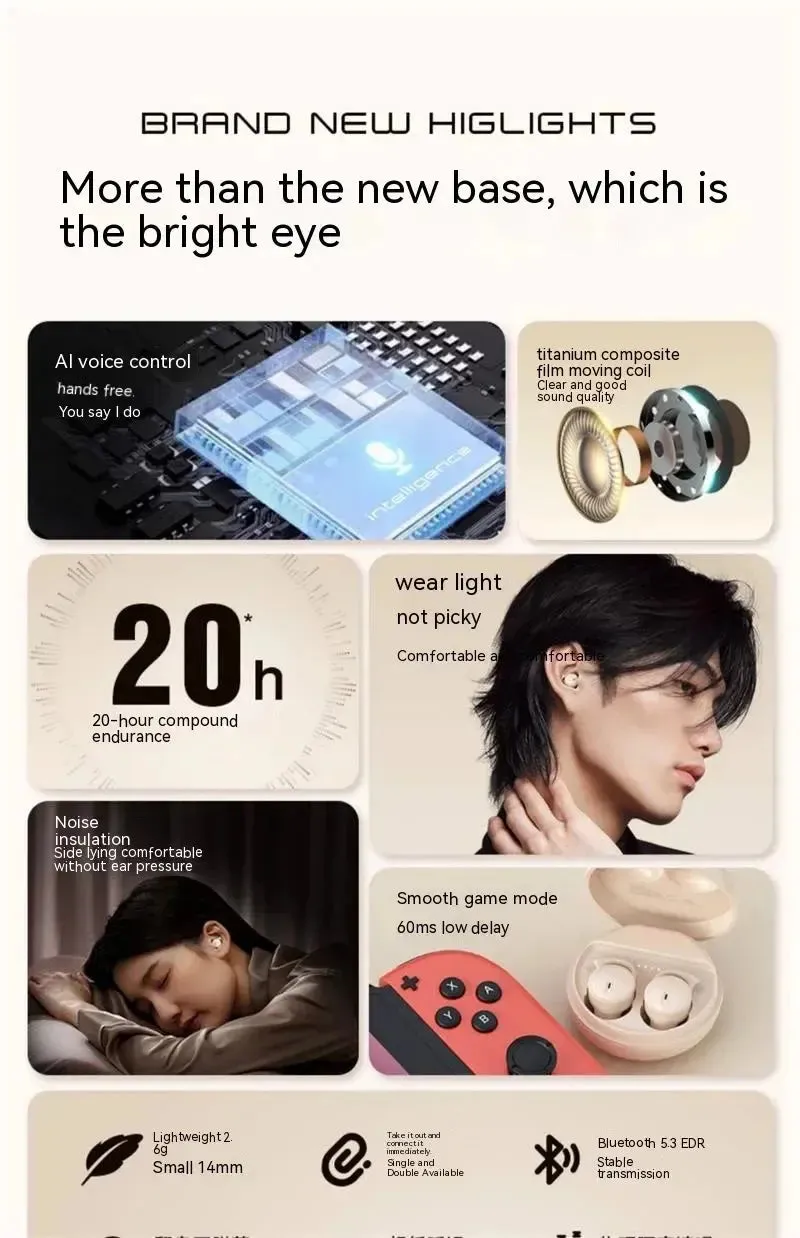Xiaomi Wireless Sleep Noise Canceling Headphones Hifi Stereo Sports Waterproof Headphones with Microphone Bluetooth Headphones